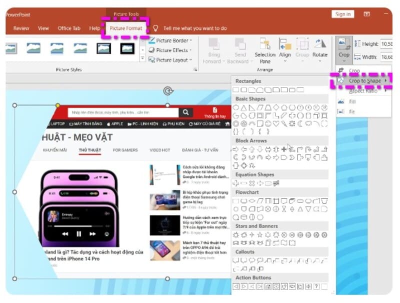 cách cắt ảnh trong powerpoint
