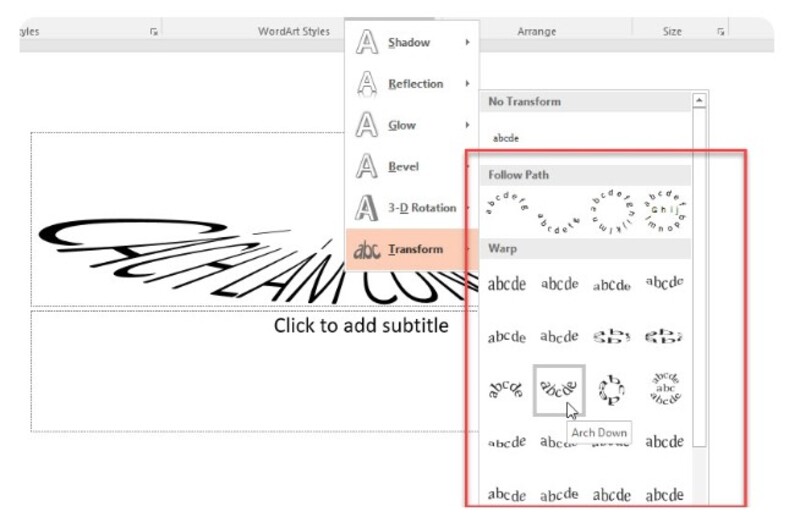 cách làm chữ cong trong PowerPoint