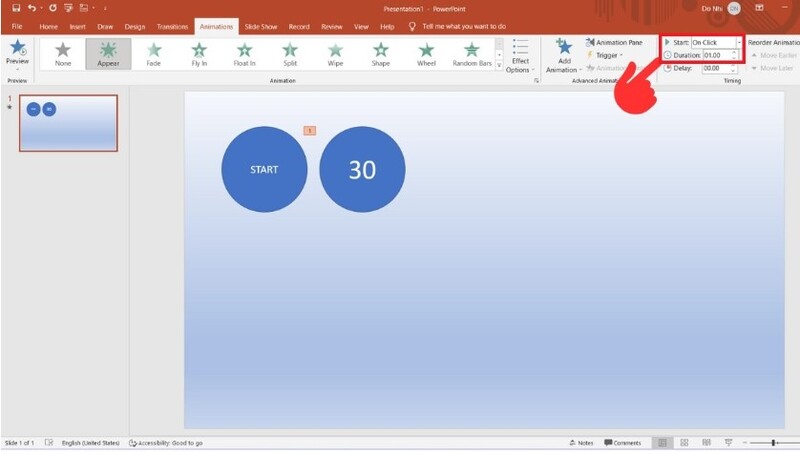 cách làm đồng hồ đếm ngược trong PowerPoint