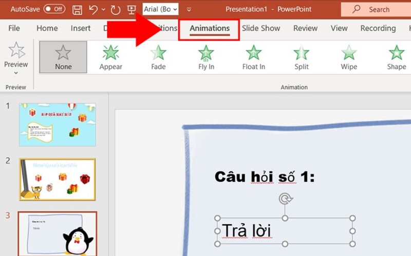 cách làm trò chơi trên powerpoint hộp quà