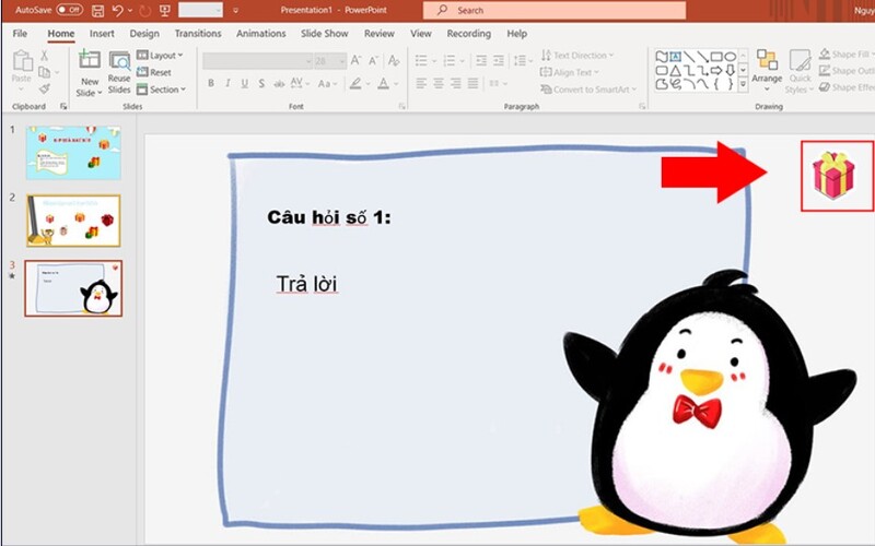 cách làm trò chơi trên powerpoint hộp quà