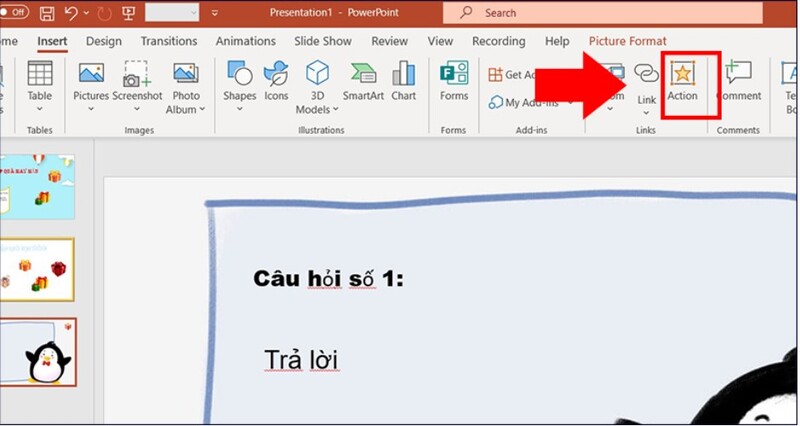 cách làm trò chơi trên powerpoint hộp quà