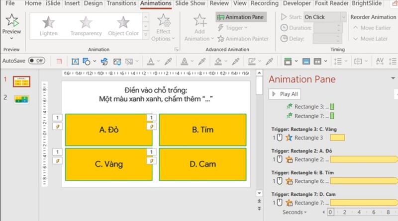 cách làm trò chơi trên powerpoint ô chữ