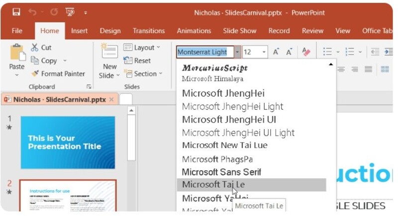 cách thêm font chữ vào PowerPoint