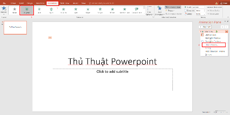 Cách tạo hiệu ứng chữ chạy PowerPoint