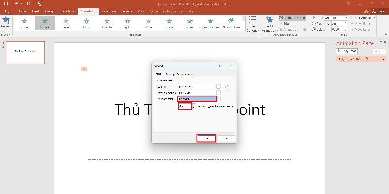 Chỉnh sửa hiệu ứng chữ chạy PowerPoint